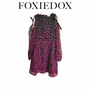 XS Foxiedox Embroidered Cut-Out Shoulder Dress – Party Ready & Luxe Textures